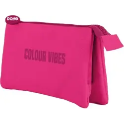 Dohe Colour Vibes Portatodo Triple - Cierre Doble con Cremallera y Tirador de Goma - Color Rosa | Ahorro Imprimiendo