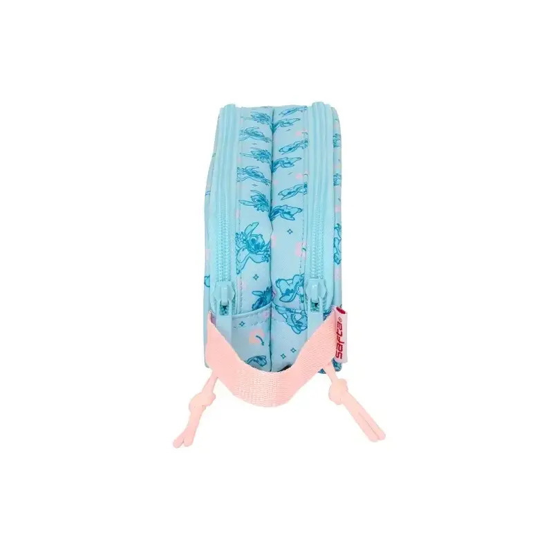 Safta Stitch Ohana Portatodo - 2 Compartimentos con Cremalleras - Asa Lateral - 1L - 210x60x80mm - Color Azul Claro | Ahorro Imp