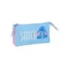 Safta Stitch Bright Portatodo - 3 Compartimentos con Cremalleras - Bolsillo Interior - 0.6L - 220x30x120mm - Color Azul | Ahorro