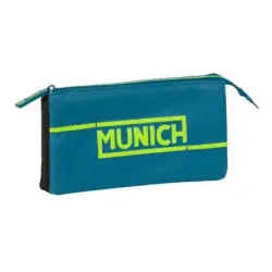 Safta Munich Land Portatodo - 3 Compartimentos con Cremalleras - Bolsillo Interior - 0.6L - 220x30x120mm - Color Azul Oscuro | A