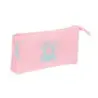 Safta Benetton Basics Portatodo - 3 Compartimentos con Cremalleras - Bolsillo Interior - 0.6L - 220x30x120mm - Color Rosa Pastel