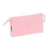 Safta Benetton Basics Portatodo - 3 Compartimentos con Cremalleras - Bolsillo Interior - 0.6L - 220x30x120mm - Color Rosa Pastel