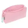 Safta Benetton Basics Portatodo - 3 Compartimentos con Cremalleras - Bolsillo Interior - 0.6L - 220x30x120mm - Color Rosa Pastel