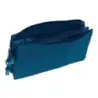 Safta Benetton Basics Marino Portatodo - 3 Compartimentos con Cremalleras - Bolsillo Interior - 0.6L - 220x30x120mm - Color Azul