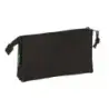 Safta Benetton Basics Portatodo - 3 Compartimentos con Cremalleras - Bolsillo Interior - 0.6L - 220x30x120mm - Color Negro | Aho
