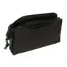 Safta Benetton Basics Portatodo - 3 Compartimentos con Cremalleras - Bolsillo Interior - 0.6L - 220x30x120mm - Color Negro | Aho
