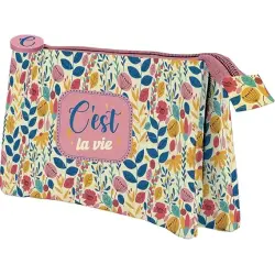 Dohe C`est la Vie Portatodo Triple - Cierre Doble con Cremallera y Tirador de Goma | Ahorro Imprimiendo