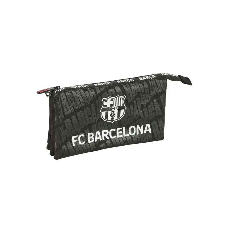 Safta F.C.Barcelona Portatodo - 3 Compartimentos con Cremalleras - Bolsillo Interior - 0.6L - 220x30x120mm - Color Negro | Ahorr