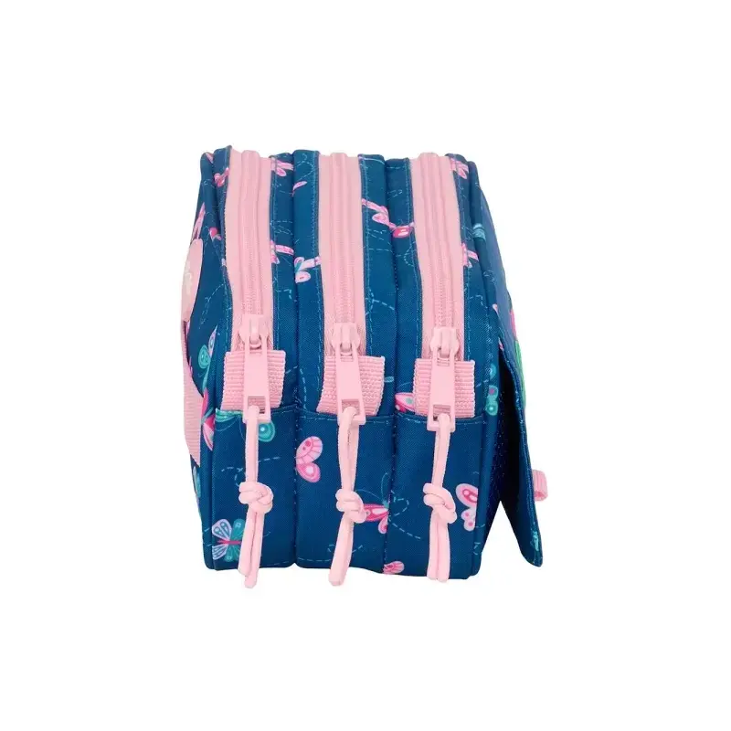 Safta Blackfit8 Mariposas Portatodo - 3 Compartimentos con Cremalleras - Bolsillo Frontal - Cinta Adaptable - 1.72L - 215x80x100