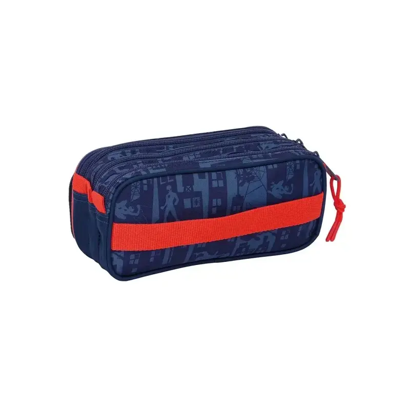 Safta Spider-Man Portatodo - 3 Compartimentos con Cremalleras - Bolsillo Frontal - Cinta Adaptable - 1.72L - 215x80x100mm - Colo