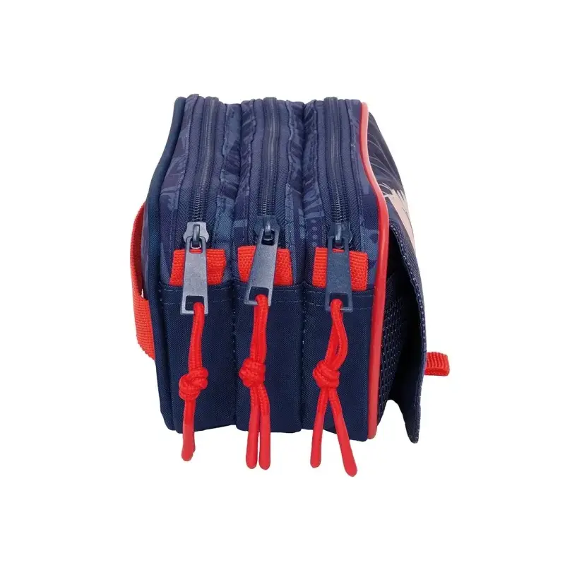 Safta Spider-Man Portatodo - 3 Compartimentos con Cremalleras - Bolsillo Frontal - Cinta Adaptable - 1.72L - 215x80x100mm - Colo