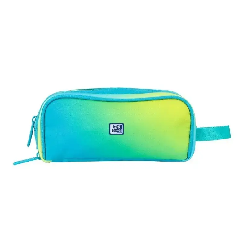 Oxford Gradient Estuche Portatodo - 3 Cremalleras - Asa Lateral - Fabricado en Material Reciclado - Color Electric Lime | Ahorro