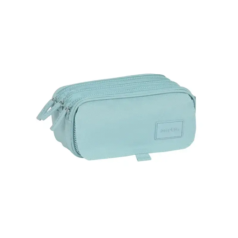 Safta Basic Portatodo - 3 Compartimentos con Cremalleras - Bolsillo Frontal - Cinta Adaptable - 1.72L - 215x80x100mm - Color Tur