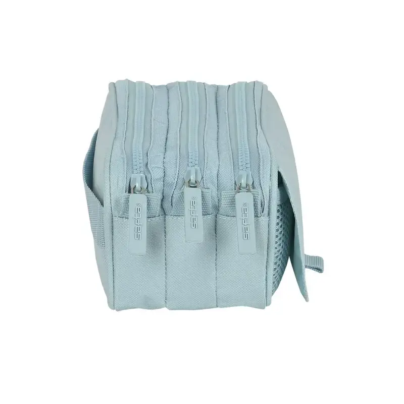 Safta Basic Portatodo - 3 Compartimentos con Cremalleras - Bolsillo Frontal - Cinta Adaptable - 1.72L - 215x80x100mm - Color Tur