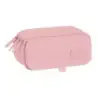 Safta Basic Portatodo - 3 Compartimentos con Cremalleras - Bolsillo Frontal - Cinta Adaptable - 1.72L - 215x80x100mm - Color Ros