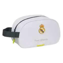 Safta Real Madrid Neceser de 5L Portatodo - Adaptable a Carro - Asa de Mano - Cierre de Cremallera - 26x15x12cm - Color Blanco y