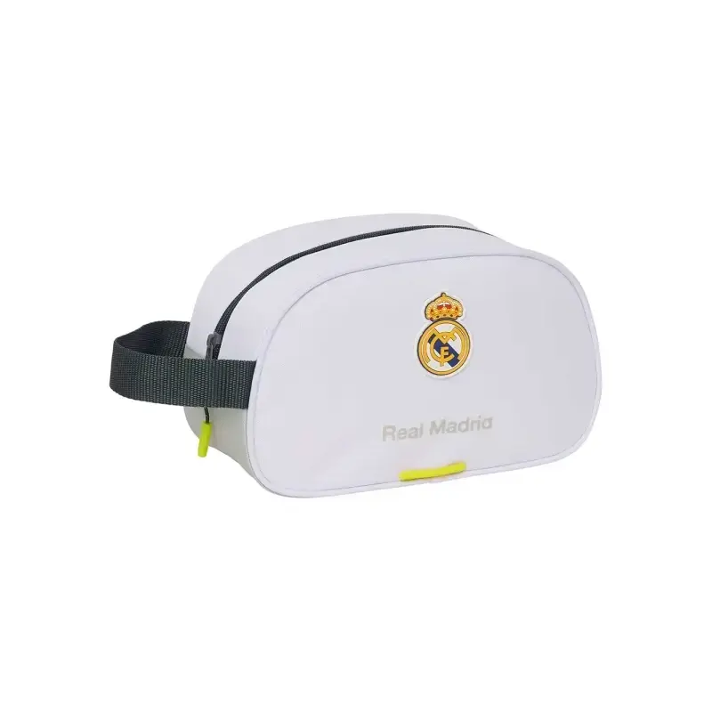 Safta Real Madrid Neceser de 5L Portatodo - Adaptable a Carro - Asa de Mano - Cierre de Cremallera - 26x15x12cm - Color Blanco y