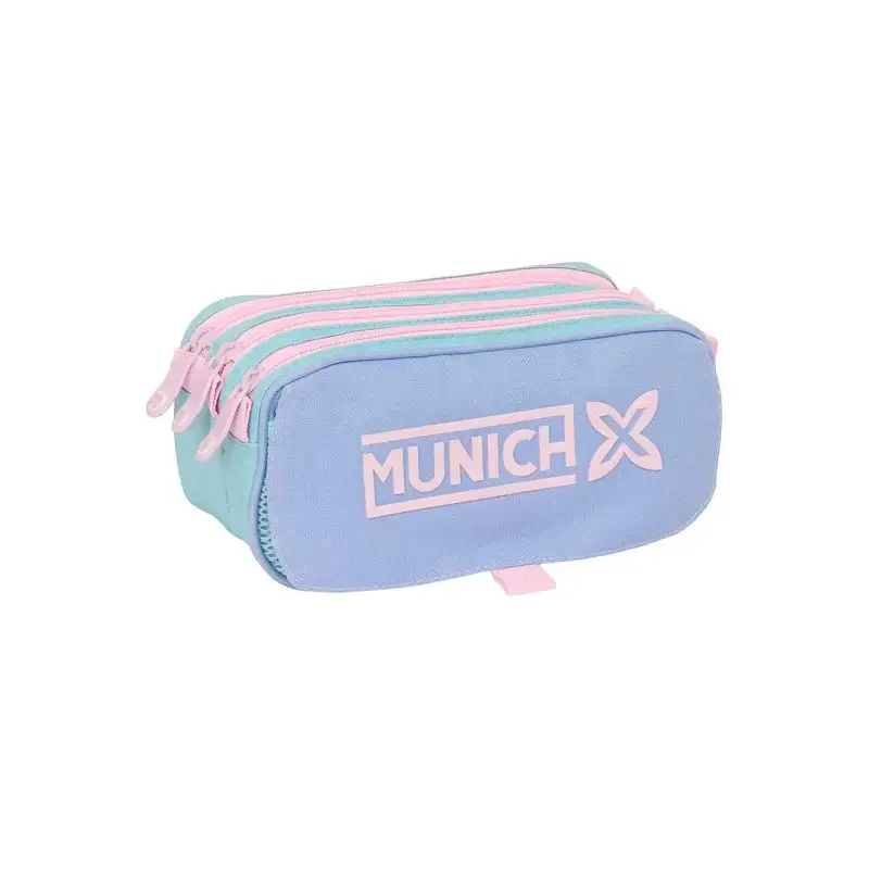 Safta Munich Mellow Portatodo - 3 Compartimentos con Cremalleras - Bolsillo Frontal - Cinta Adaptable - 1.72L - 215x80x100mm - C