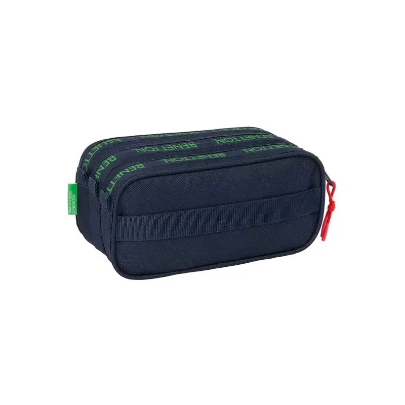 Safta Benetton Together Portatodo - 3 Compartimentos con Cremalleras - Bolsillo Frontal - Cinta Adaptable - 1.72L - 215x80x100mm