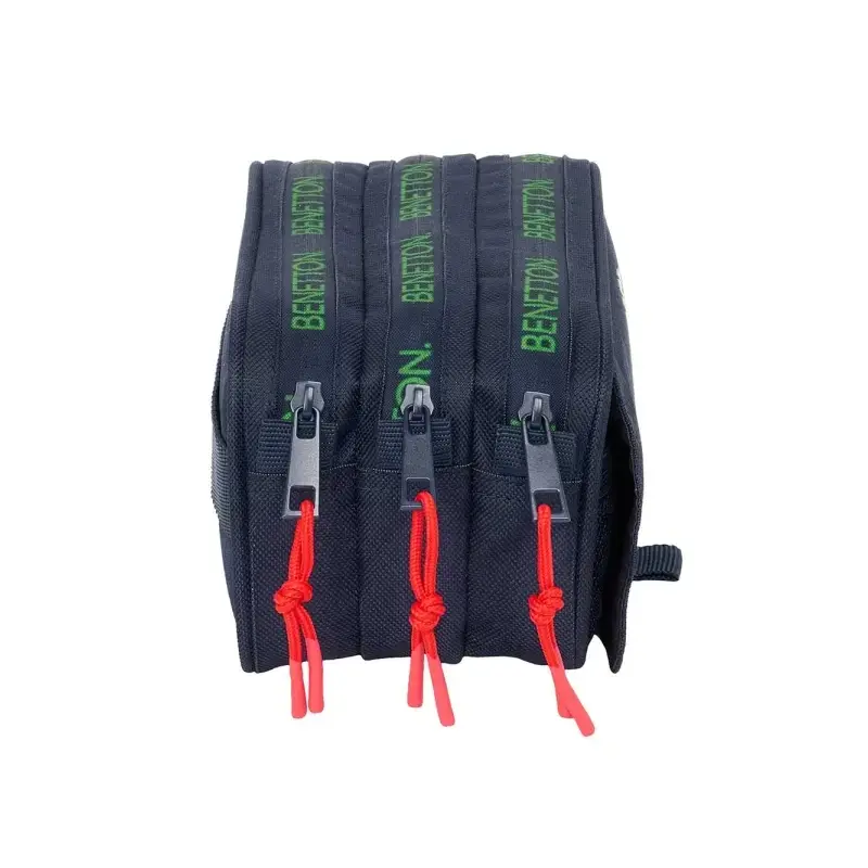 Safta Benetton Together Portatodo - 3 Compartimentos con Cremalleras - Bolsillo Frontal - Cinta Adaptable - 1.72L - 215x80x100mm