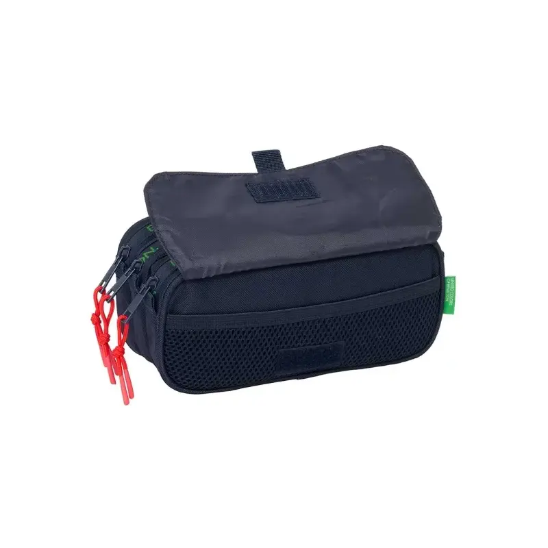 Safta Benetton Together Portatodo - 3 Compartimentos con Cremalleras - Bolsillo Frontal - Cinta Adaptable - 1.72L - 215x80x100mm