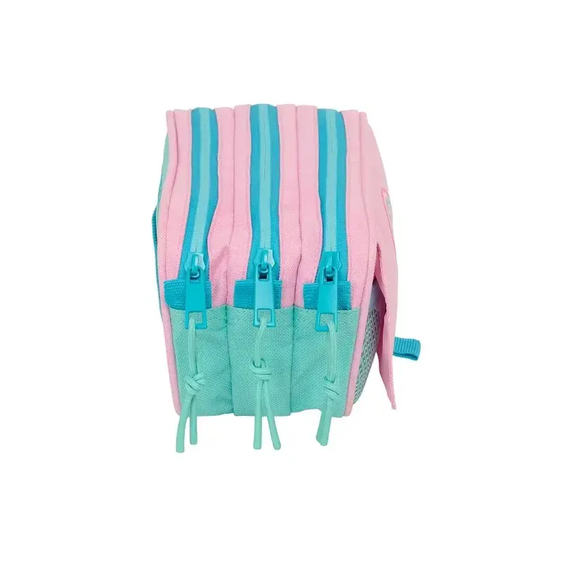 Safta Benetton Dolce Portatodo - 3 Compartimentos con Cremalleras - Bolsillo Frontal - Cinta Adaptable - 1.72L - 215x80x100mm -