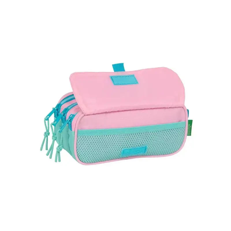 Safta Benetton Dolce Portatodo - 3 Compartimentos con Cremalleras - Bolsillo Frontal - Cinta Adaptable - 1.72L - 215x80x100mm -