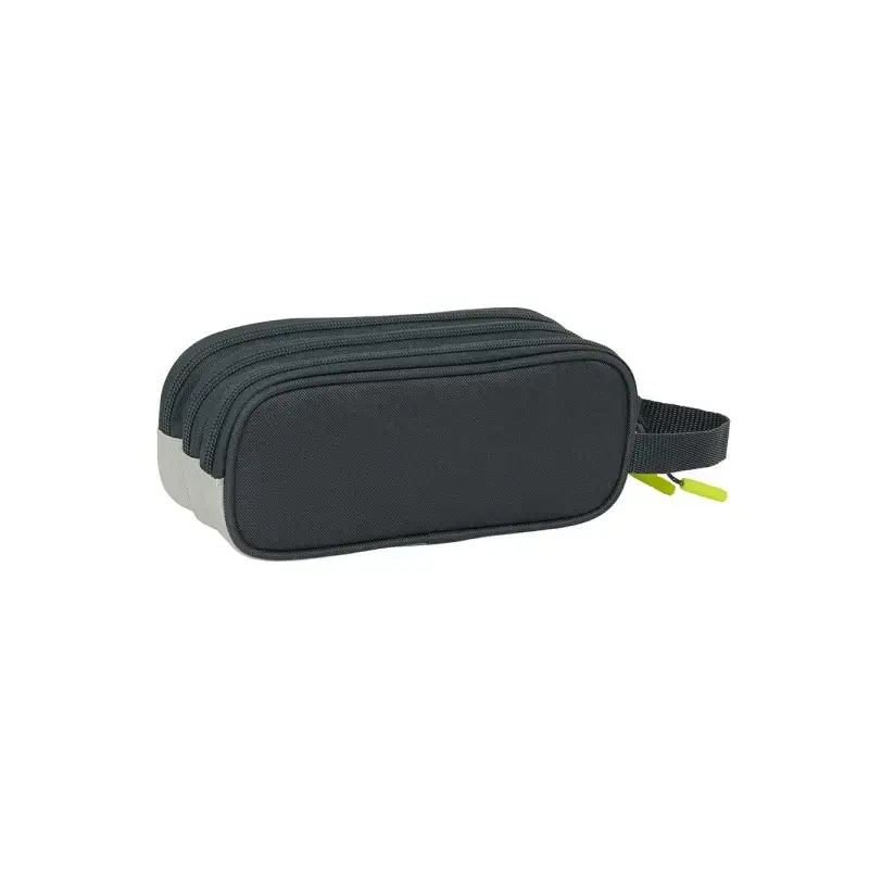 Safta Real Madrid Estuche Portatodo de 1.25L - 3 Compartimentos - Asa de Mano - Cierre de Cremallera - 21x8.5x7cm - Color Blanco