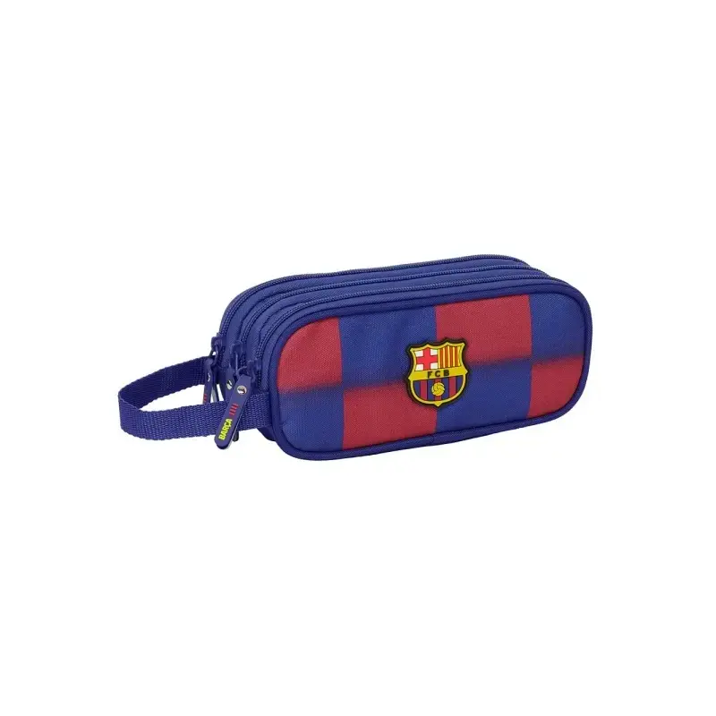 Safta F.C.Barcelona Estuche Portatodo de 1.25L - 3 Compartimentos - Asa de Mano - Cierre de Cremallera - 21x8.5x7cm - Color Rojo