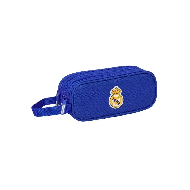 Safta Real Madrid Portatodo - 3 Compartimentos con Cremalleras - Asa Lateral - 1.25L - 210x70x85mm - Color Azul | Ahorro Imprimi