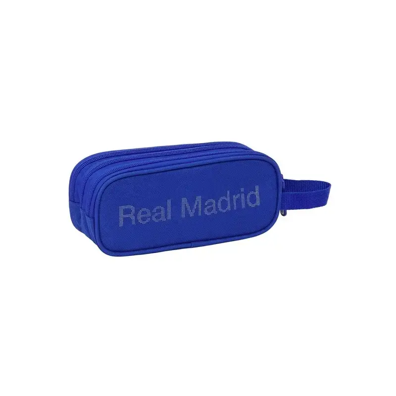 Safta Real Madrid Portatodo - 3 Compartimentos con Cremalleras - Asa Lateral - 1.25L - 210x70x85mm - Color Azul | Ahorro Imprimi