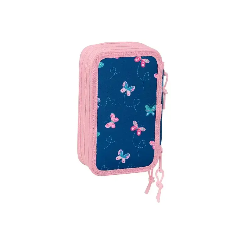 Safta Blackfit8 Mariposas Plumier de 3 Pisos - 37 Piezas - 1.3L - Goma - Lapiz - Boligrafos - Sacapuntas - Reglas - 16 Colores -
