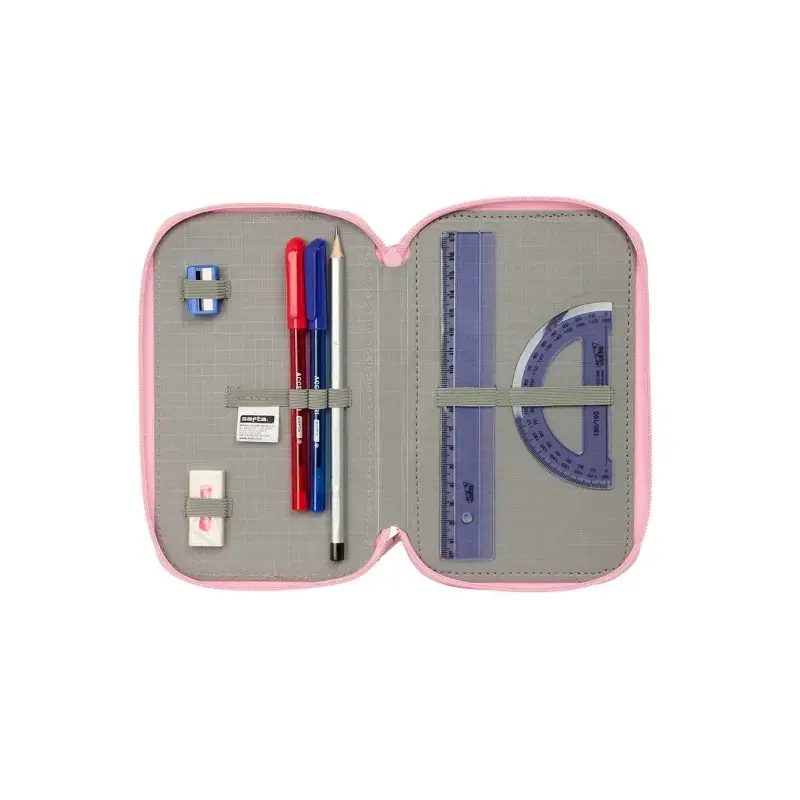 Safta Blackfit8 Mariposas Plumier de 3 Pisos - 37 Piezas - 1.3L - Goma - Lapiz - Boligrafos - Sacapuntas - Reglas - 16 Colores -