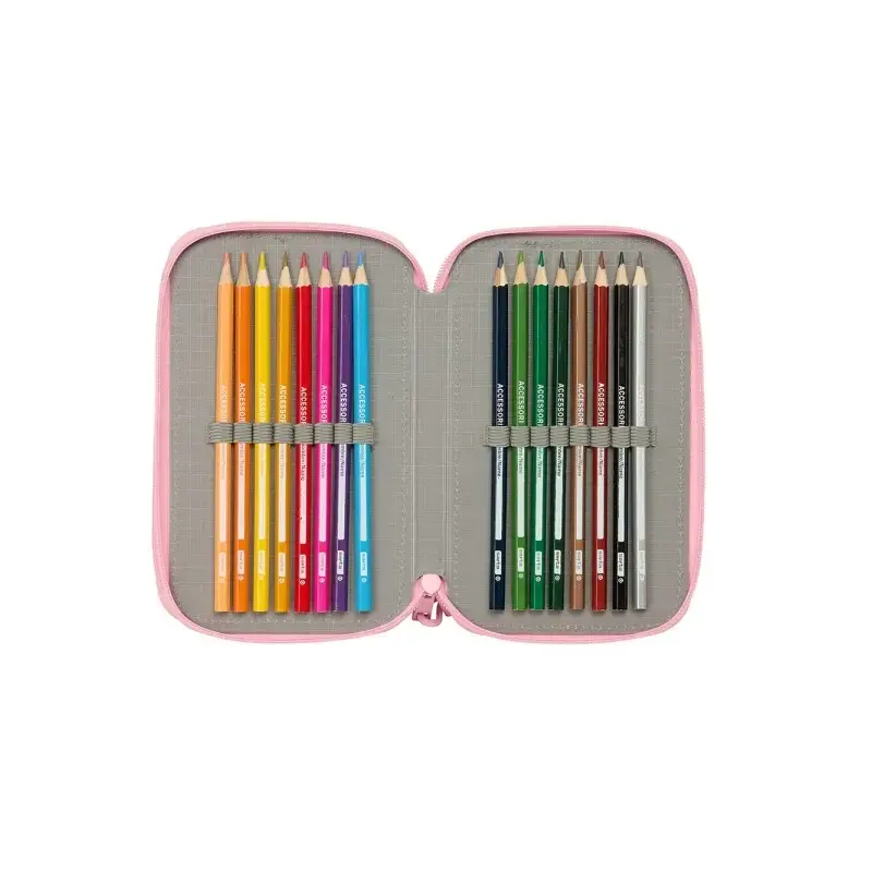 Safta Blackfit8 Mariposas Plumier de 3 Pisos - 37 Piezas - 1.3L - Goma - Lapiz - Boligrafos - Sacapuntas - Reglas - 16 Colores -