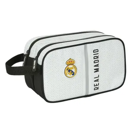 Safta Real Madrid 1ª Equipacion 24/25 Neceser - 2 Compartimentos - Asa de Mano - 26x15x12.5cm - Color Blanco/Negro | Ahorro Impr