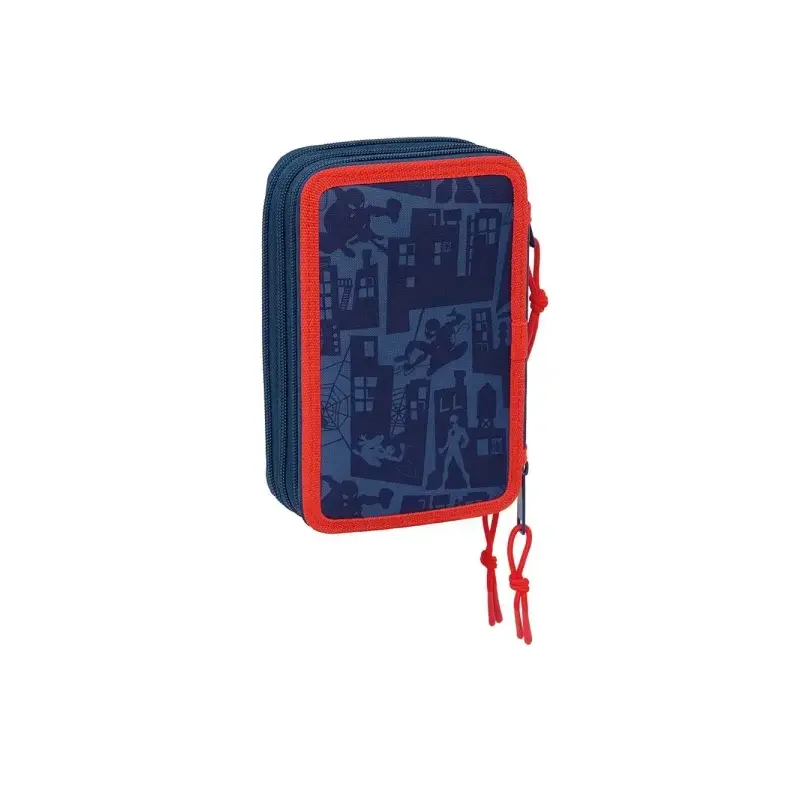 Safta Spider-Man Plumier de 3 Pisos - 37 Piezas - 1.3L - Goma - Lapiz - Boligrafos - Sacapuntas - Reglas - 16 Colores - 14 Rotul