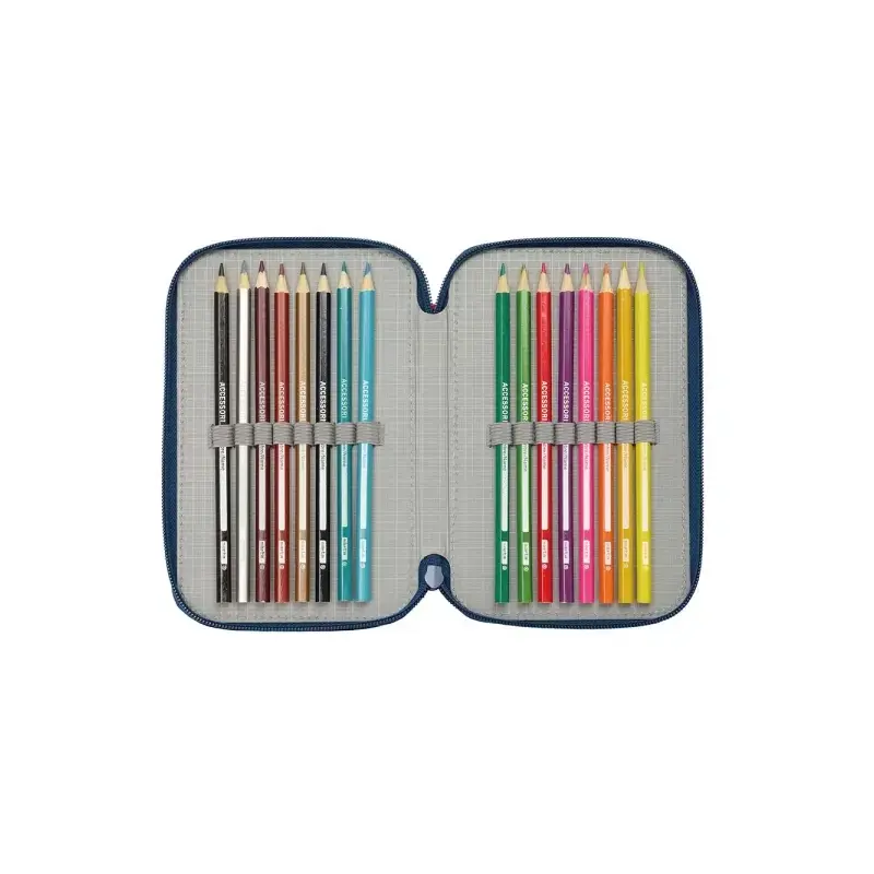 Safta Spider-Man Plumier de 3 Pisos - 37 Piezas - 1.3L - Goma - Lapiz - Boligrafos - Sacapuntas - Reglas - 16 Colores - 14 Rotul