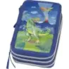 Faber-Castell Diseño Dinosaurio Estuche de 3 Pisos con Contenido de Serie: Goma de Borrar, Sacapuntas, Lapiz de Grafito HB, 2 Bo