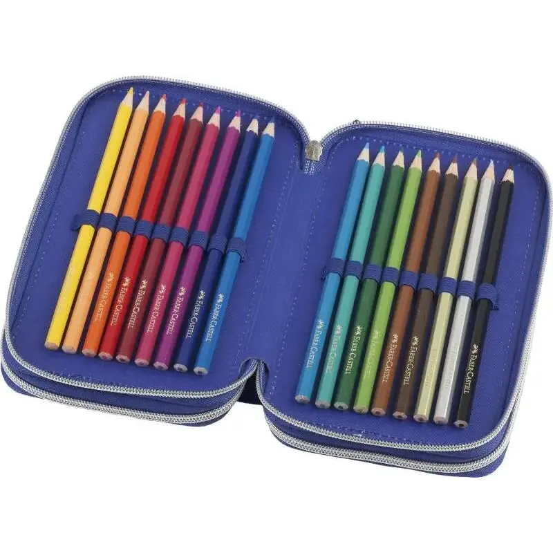 Faber-Castell Diseño Dinosaurio Estuche de 3 Pisos con Contenido de Serie: Goma de Borrar, Sacapuntas, Lapiz de Grafito HB, 2 Bo