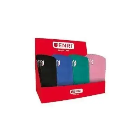 Enri Expositor de 20 Estuches Portatodo de 1 Compartimento - Fabricados en Neopreno - Colores Negro, Rosa, Azul y Verde | Ahorro