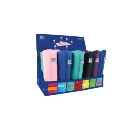 Oxford Kangoo Teens Expositor de 24 Estuches (12 rectangulares medianos, 12 redondos pequeños) - Goma Elastica para unirlo al Cu