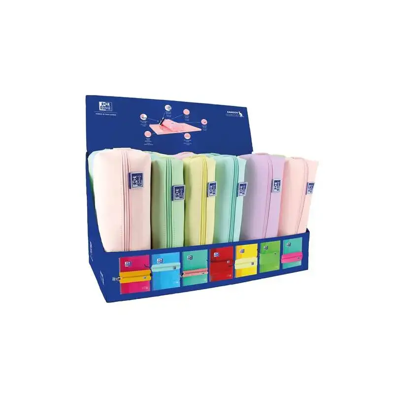 Oxford Kangoo Live & Go Expositor de 22 Estuches Rectangulares (10 pequeños, 8 medianos, 4 grandes) - Goma Elastica para unirlo