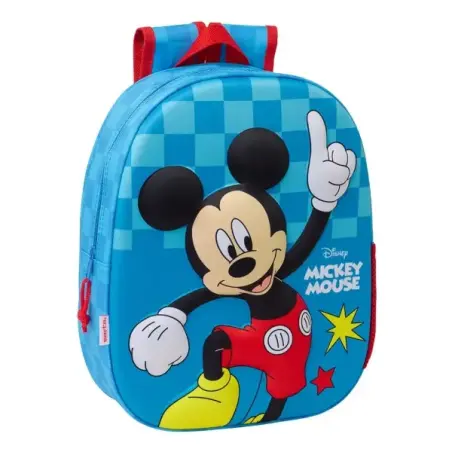 Safta Mickey Mouse Mochila 3D de 8.64L - Portabotellas - Tarjeta de Identificacion Personal - Hombreras Acolchadas - 27x33x10cm