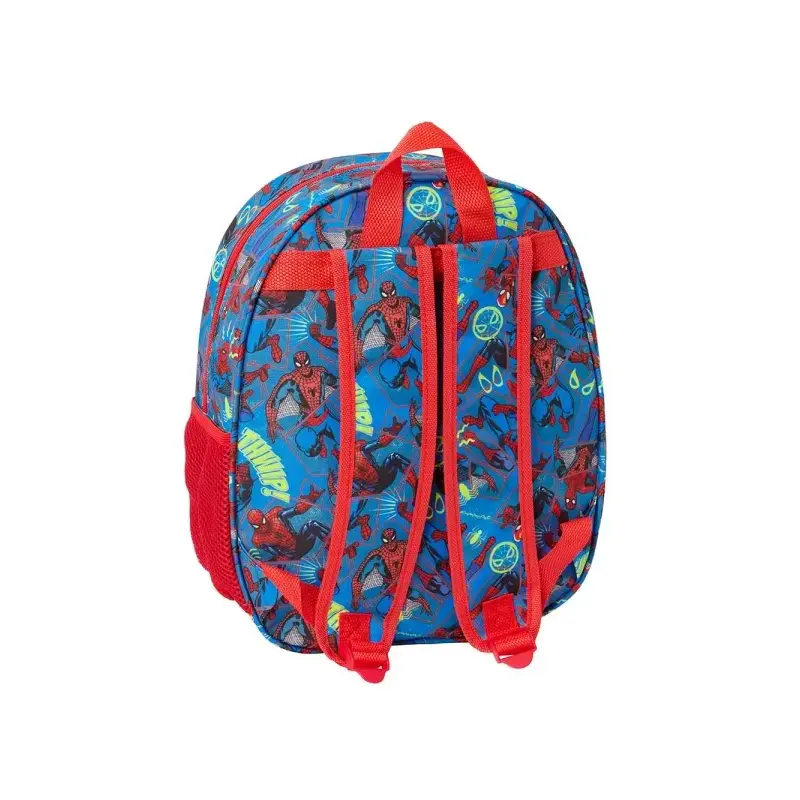 Safta Spider-Man Mochila 3D de 8.64L - Portabotellas - Tarjeta de Identificacion Personal - Hombreras Acolchadas - 27x33x10cm -