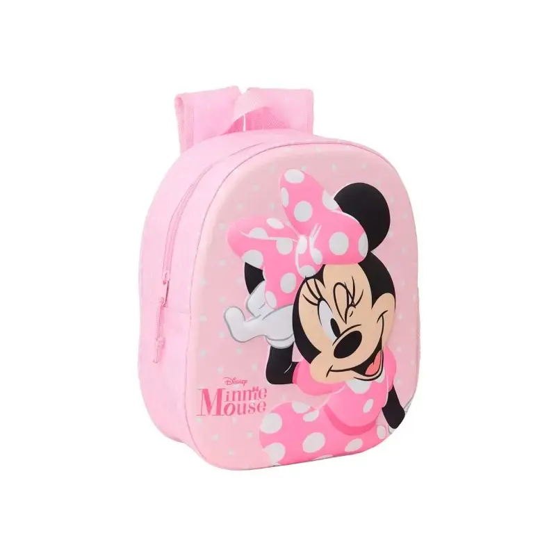 Safta Minnie Mouse Mochila 3D de 8.64L - Portabotellas - Tarjeta de Identificacion Personal - Hombreras Acolchadas - 27x33x10cm
