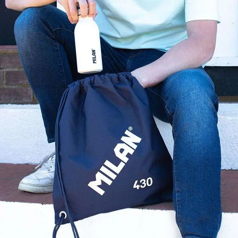 Milan Serie 1918 Bolsa/Mochila de Tiras Grande - Tejido 'ripstop' Ligero y Resistente - Medidas 34x42x0.7cm - Color Azul Oscuro