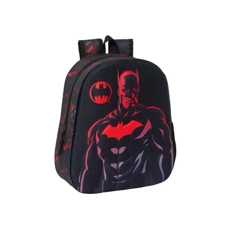 Safta Batman Mochila 3D - Asa de Mano - Portabotellas Lateral - 27x33x10cm - Color Negro | Ahorro Imprimiendo