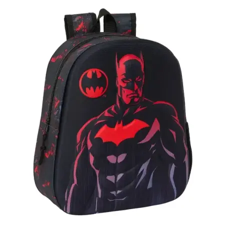 Safta Batman Mochila 3D - Asa de Mano - Portabotellas Lateral - 27x33x10cm - Color Negro | Ahorro Imprimiendo