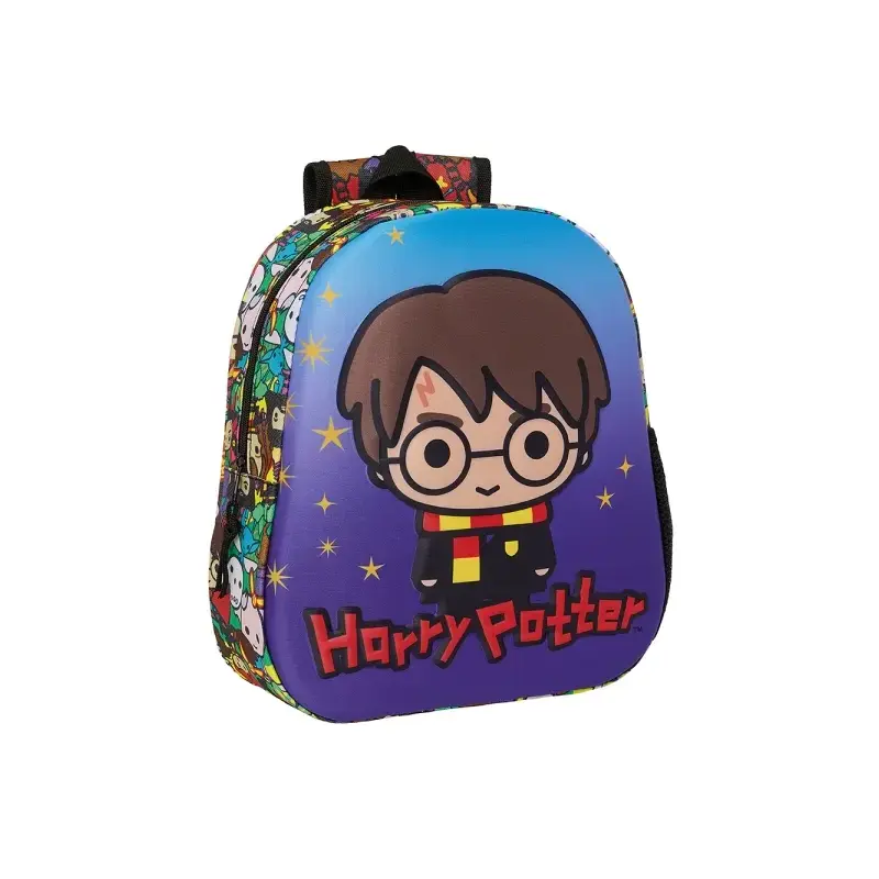 Safta Harry Potter Mochila 3D - Asa de Mano - Portabotellas Lateral - 27x33x10cm - Color Azul | Ahorro Imprimiendo