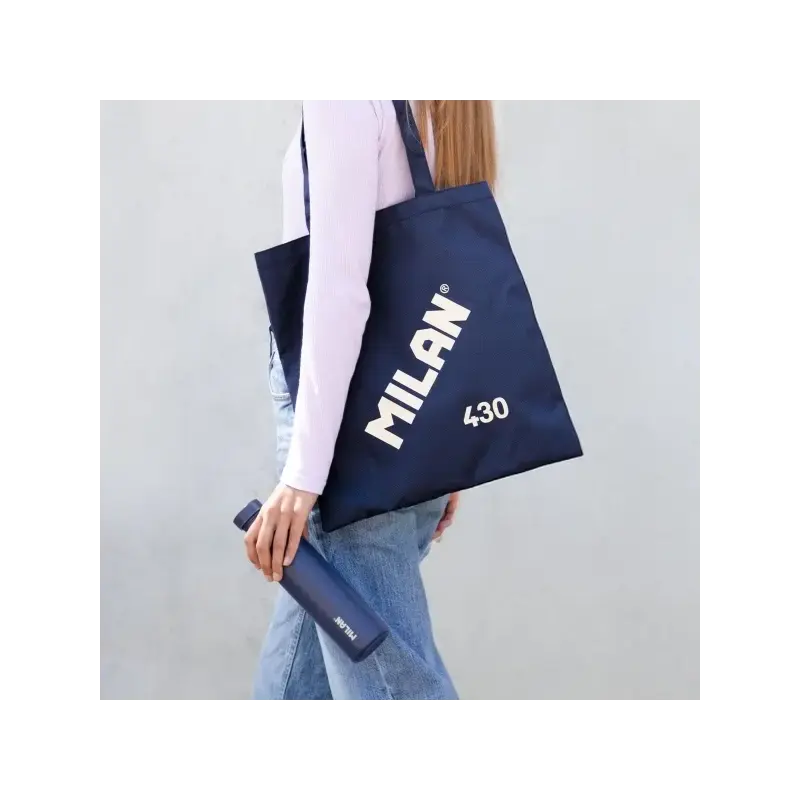 Milan Coleccion 430 Tote Bag Bolsa de Tela - Tamaño 50x38x41cm - Asa Larga 27cm - Tejido 'ripstop' - Color Azul Oscuro | Ahorro